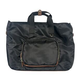 Tommy Bahama Weekender Duffel‎ Bag Black Brown Trim Travel Carry On Nylon